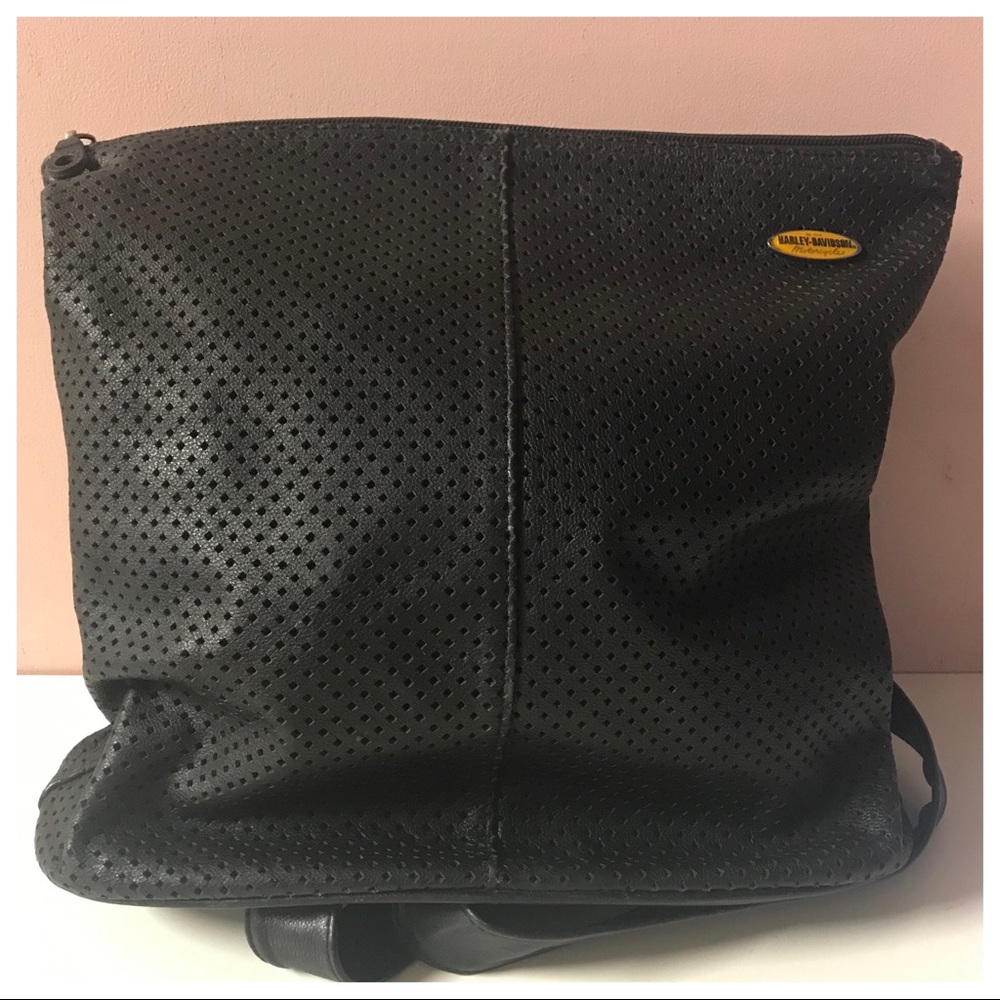 ‼️SOLD‼️Vintage Harley Davidson Black Leather Perforated Back Pack